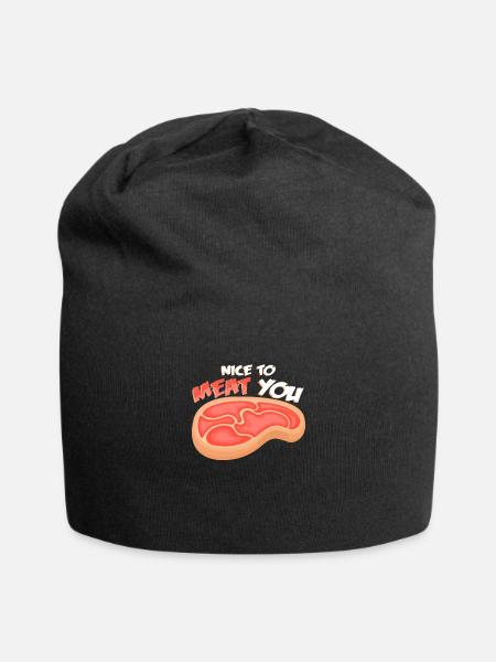 Nice To Meat You I Steak Fleisch Grillen Kotelett - Jersey-Beanie - Schwarz