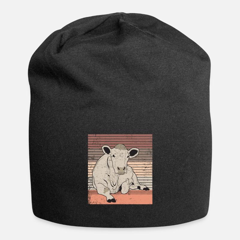 Kuh - Jersey-Beanie - Schwarz