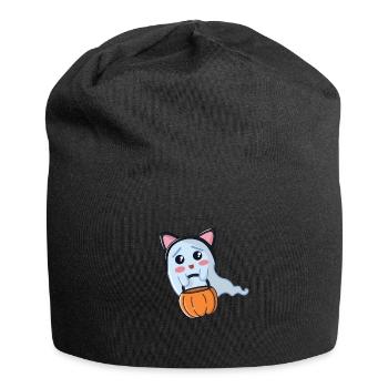 Halloween Geist als Katze verkleidet - Jersey-Beanie - Schwarz - Vorne