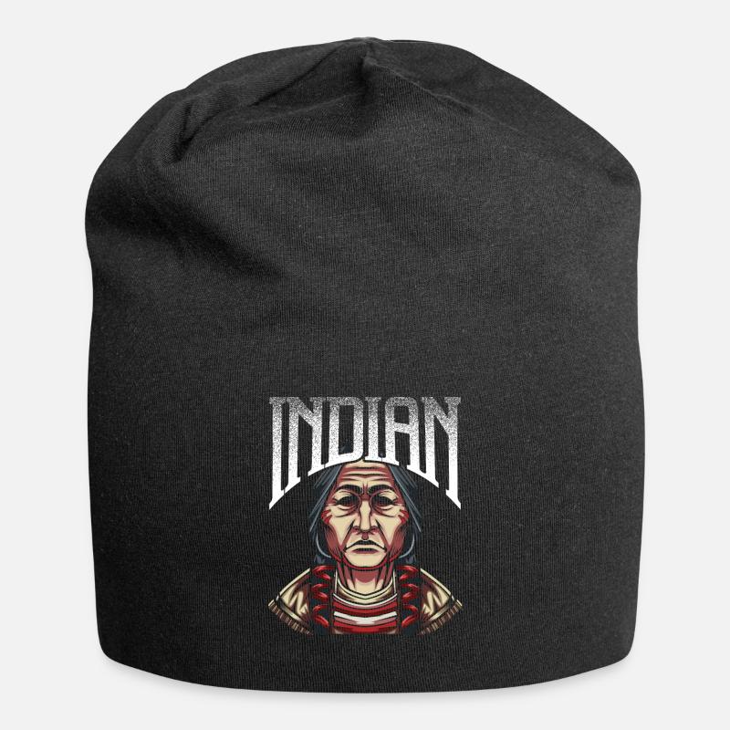 Indianer - Jersey-Beanie - Schwarz