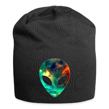 Galaxy Alien Space Weltraum Kopf Gesicht Weltraum - Jersey-Beanie - Schwarz - Vorne