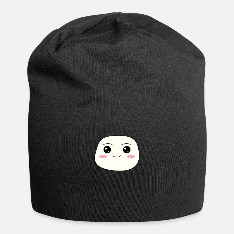 Kawaii Marshmallow - Süßes Gesicht - Jersey-Beanie - Schwarz