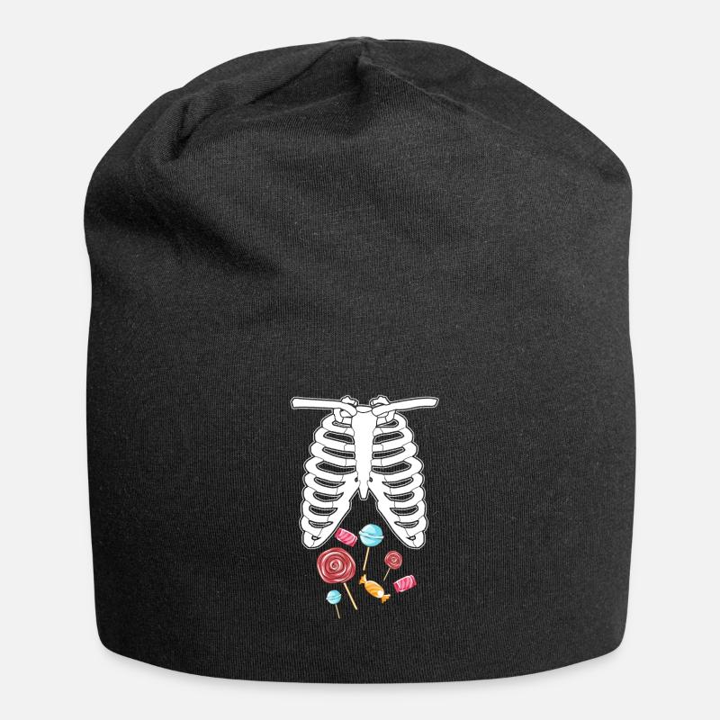 Halloween skeleton sweets - Jersey Beanie - black