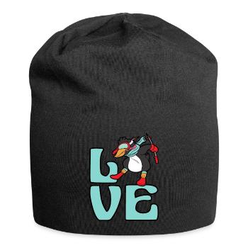 Pinguin Skier Skifahren Winter Sport Schnee - Jersey-Beanie - Schwarz - Vorne