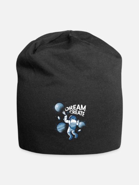 Astronaut und Graffiti - dream & create - Jersey-Beanie - Schwarz