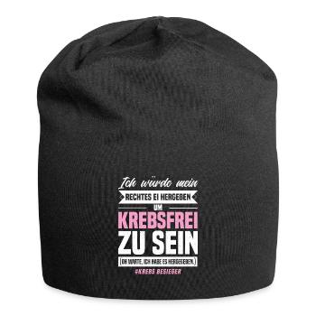 Ich Würde Mein Rechtes Ei Hergeben Krebs Besieger - Jersey-Beanie - Schwarz - Vorne