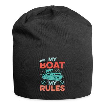 Pontoon Boat Captain My Boat My Rules Fathers Day Gift - Jersey Beanie - black - Front