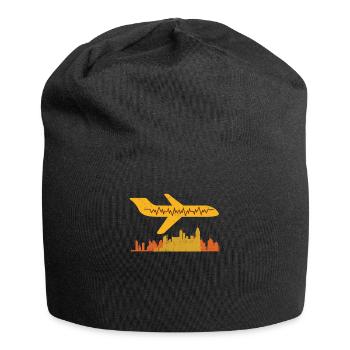 Flugzeug Pilot Pilot Herzschlag fliegen - Jersey-Beanie - Schwarz - Vorne