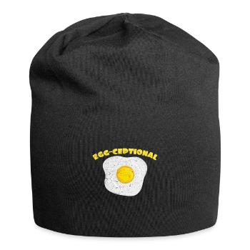 Egg-Ceptional | Fried egg pun eggs egg - Jersey Beanie - black - Front