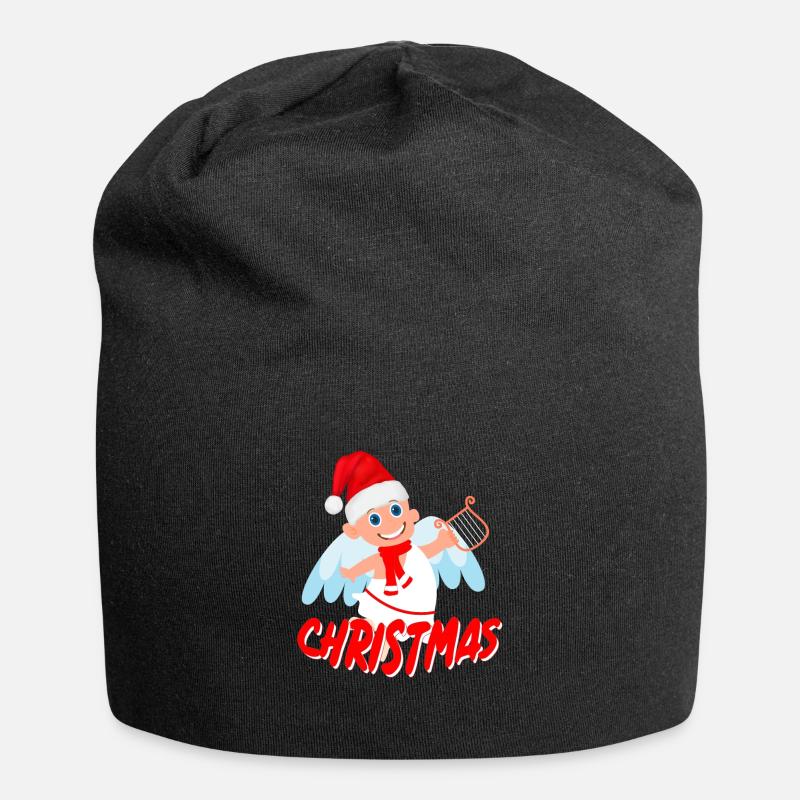 Frohe Weihnachten Engel - Jersey-Beanie - Schwarz