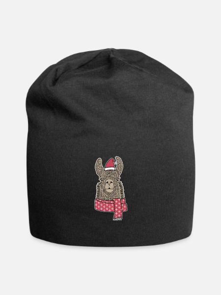 Top Weihnachts-Lama Ugly X-Mas Alpaka Schal Mütze - Jersey-Beanie - Schwarz