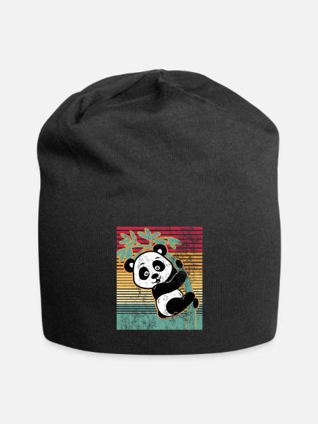 pandabär - Jersey-Beanie - Schwarz