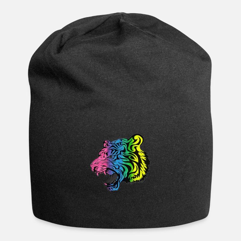 Tiger Kopf - Wild Katze - Wilde Tiere - Jersey-Beanie - Schwarz