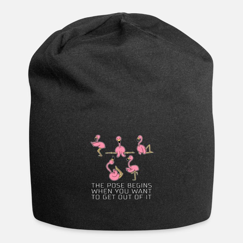 Flamingo lustiger Spruch Yoga Pilates Geschenk - Jersey-Beanie - Schwarz