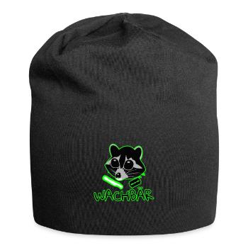 Waschbär auf Drogen Wachbär lustiges Tier - Jersey-Beanie - Schwarz - Vorne