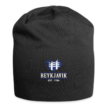 Iceland Reykjavik silhouette vacationer gift - Jersey Beanie - black - Front