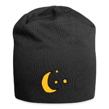 Mond und Sterne - Jersey-Beanie - Schwarz - Vorne