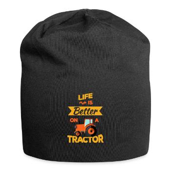 Life is Better on a Tractor Farm Farming Farmer - Jersey Beanie - black - Front