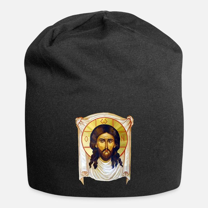 Low-Poly-Jesus-Ikone - Jersey-Beanie - Schwarz