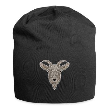 Ziege Ziegenbock Zicke Bock Ziegenkopf - Jersey-Beanie - Schwarz - Vorne