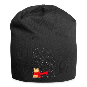 Schneekatze getigert - Jersey-Beanie - Schwarz - Vorne