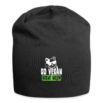 Vegane Katze gehen veganes rechtes Meow Geschenk - Jersey-Beanie - Schwarz - Vorne