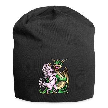 Dragon And Unicorn | Friendship hug creature - Jersey Beanie - black - Front