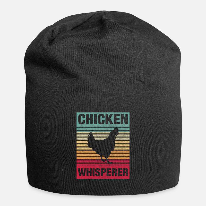 chicken whisperer retro vintage - Jersey Beanie - black