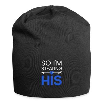 I STOLE HIS HART - in love wedding love - Jersey Beanie - black - Front