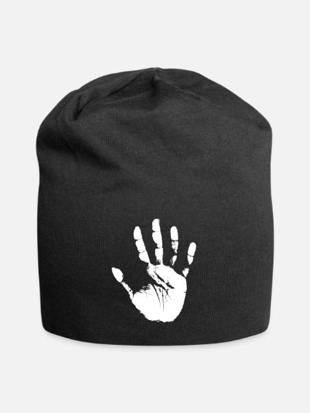 Handabdruck - Jersey-Beanie - Schwarz