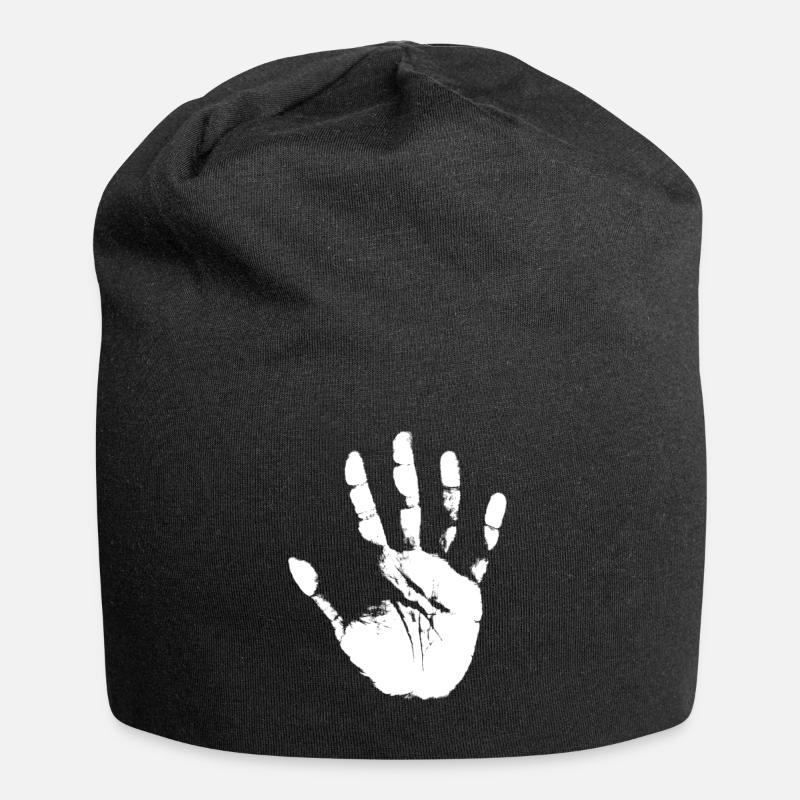 Handabdruck - Jersey-Beanie - Schwarz