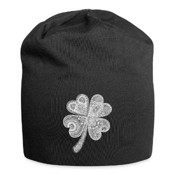 Trèfle blanc - Bonnet en jersey - noir - Devant