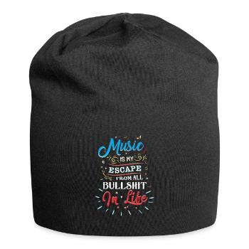 Musik ist meine Flucht von allem dem Bullshit - Jersey-Beanie - Schwarz - Vorne