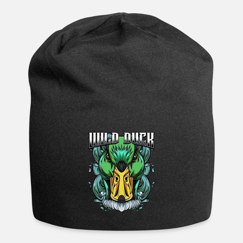 Modern Wildente | Trendy Vogel Tier Geschenkidee - Jersey-Beanie - Schwarz