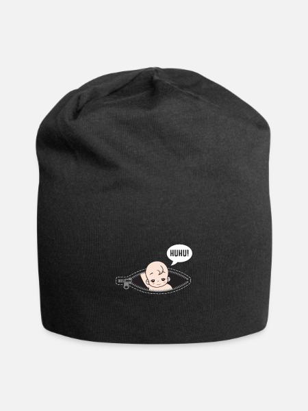 Huhu je suis là bébé cadeau de grossesse - Bonnet en jersey - noir