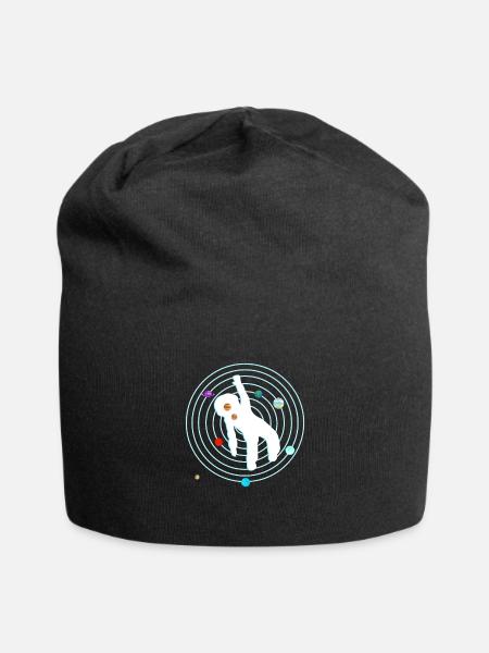 Astronaut im Sonnensystem - Jersey-Beanie - Schwarz
