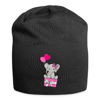 Baby Elefant Liebe Geschenk Geschenkidee - Jersey-Beanie - Schwarz - Vorne