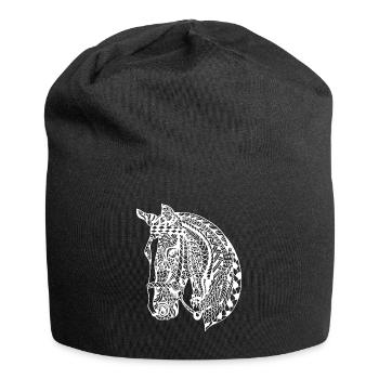Cheval Cheval Cavalier Mandala Tête De Cheval Cadeau - Bonnet en jersey - noir - Devant