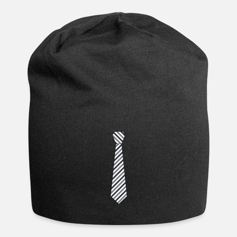 Krawatte gestreift - Jersey-Beanie - Schwarz