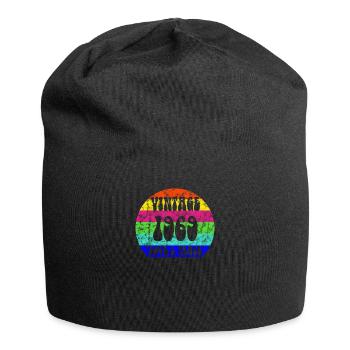Vintage 1969 Hippie Peace Born Vintage Born - Jersey Beanie - black - Front