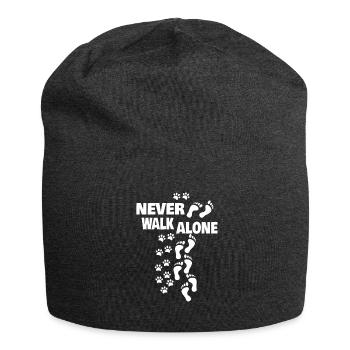Dog Husband Wife Gassi Go Never Alone Gift - Jersey Beanie - charcoal grey - Front