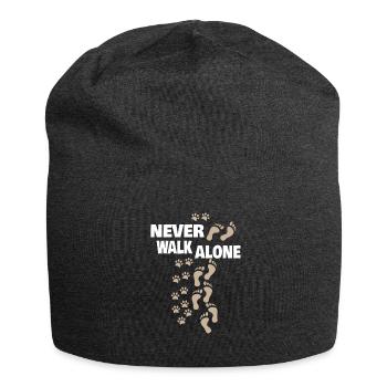 Dog Husband Wife Gassi Go Never Alone Gift - Jersey Beanie - charcoal grey - Front