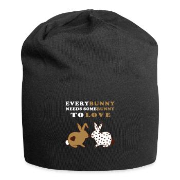 Everybunny needs somebunny to love - bunnies love - Jersey Beanie - black - Front