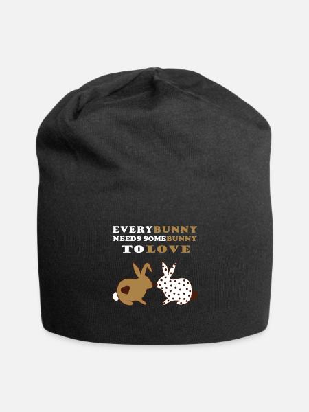 Everybunny needs somebunny to love - Hasen Liebe - Jersey-Beanie - Schwarz