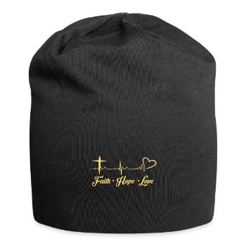Glaube Liebe Hoffnung Christliche Geschenkideen - Jersey-Beanie - Schwarz - Vorne