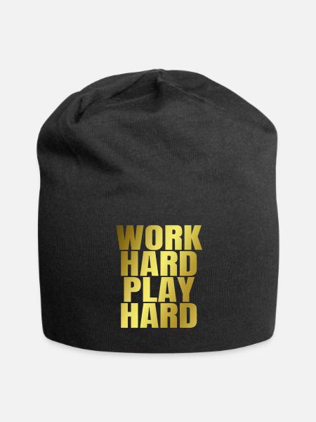 Work Hard Play Hard - Jersey-Beanie - Schwarz