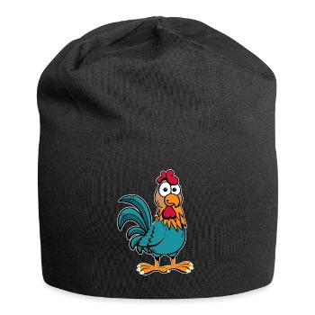 Hahn Huhn - Jersey-Beanie - Schwarz - Vorne