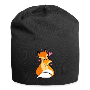 renards amoureux - Bonnet en jersey - noir - Devant