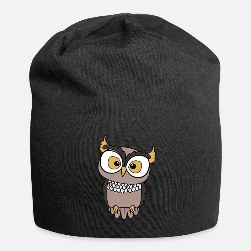 Eule - Jersey-Beanie - Schwarz