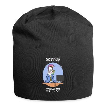 Licorne bourreau de travail - Bonnet en jersey - noir - Devant